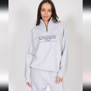 The "KINDNESS CLUB" Not Your Boyfriend's Half Zip Sweater | Pebble Grey XL/XXL